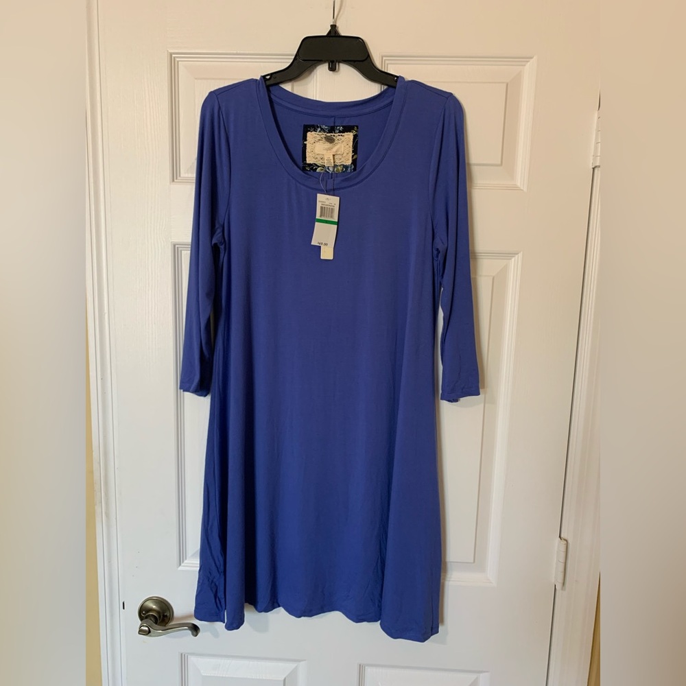 Cupio Royal Blue Long Sleeve Breakwater Dress Size Large Casual Chic Minimalist